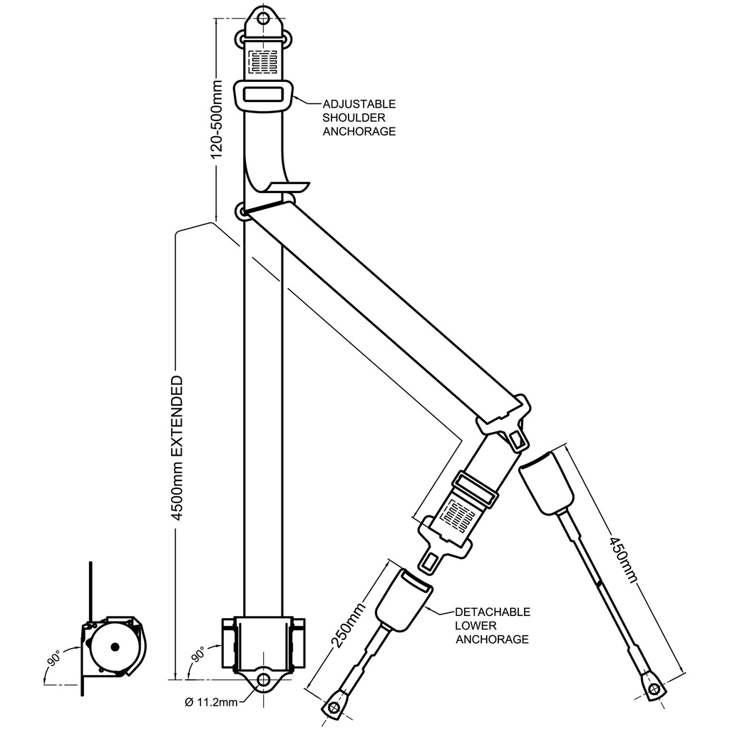 WHEELCHAIR OCCUPANT SEATBELT - HEIGHT ADJUSTABLE