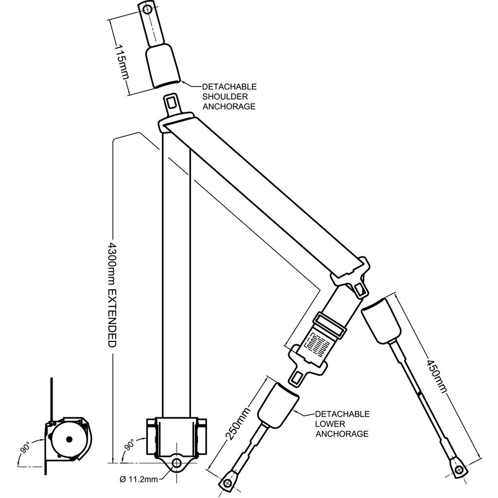 WHEEL CHAIR OCCUPANT SEATBELT - DETACHABLE UPPER POINT