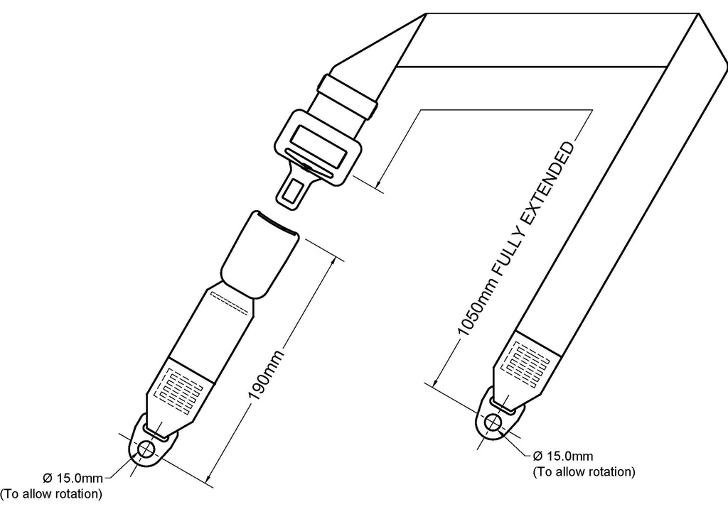 2pt Static Lap Belt with 190mm Webbing Buckle
