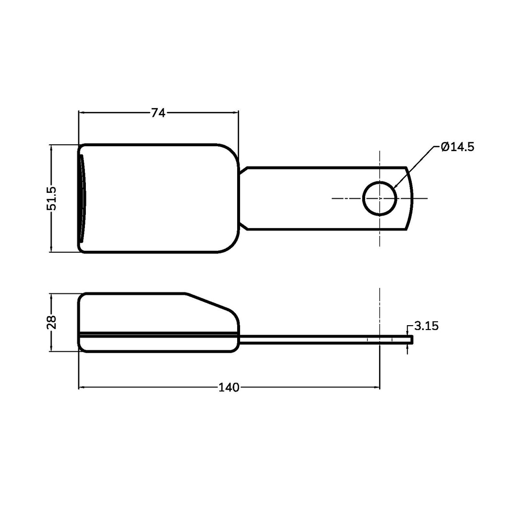 K12 Buckle - 140mm Blade (Ø14.5mm Mounting Hole)
