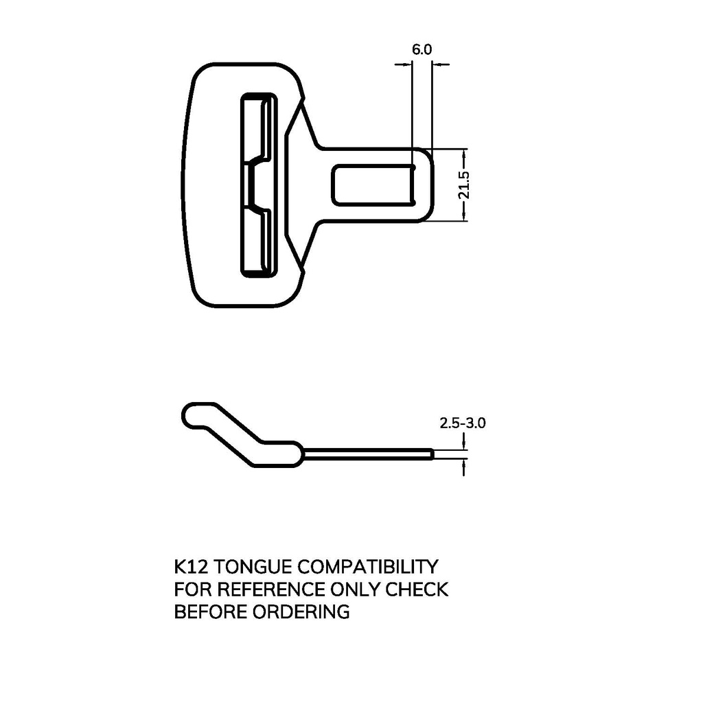 K12 Buckle - 264mm Wire Stalk 50° Bend L/H