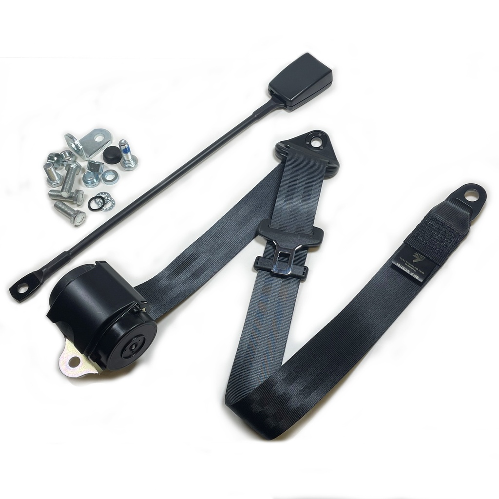 [73e2-269-00A] 3pt Front Auto Seatbelt - 45cm Stalk Buckle - BLACK