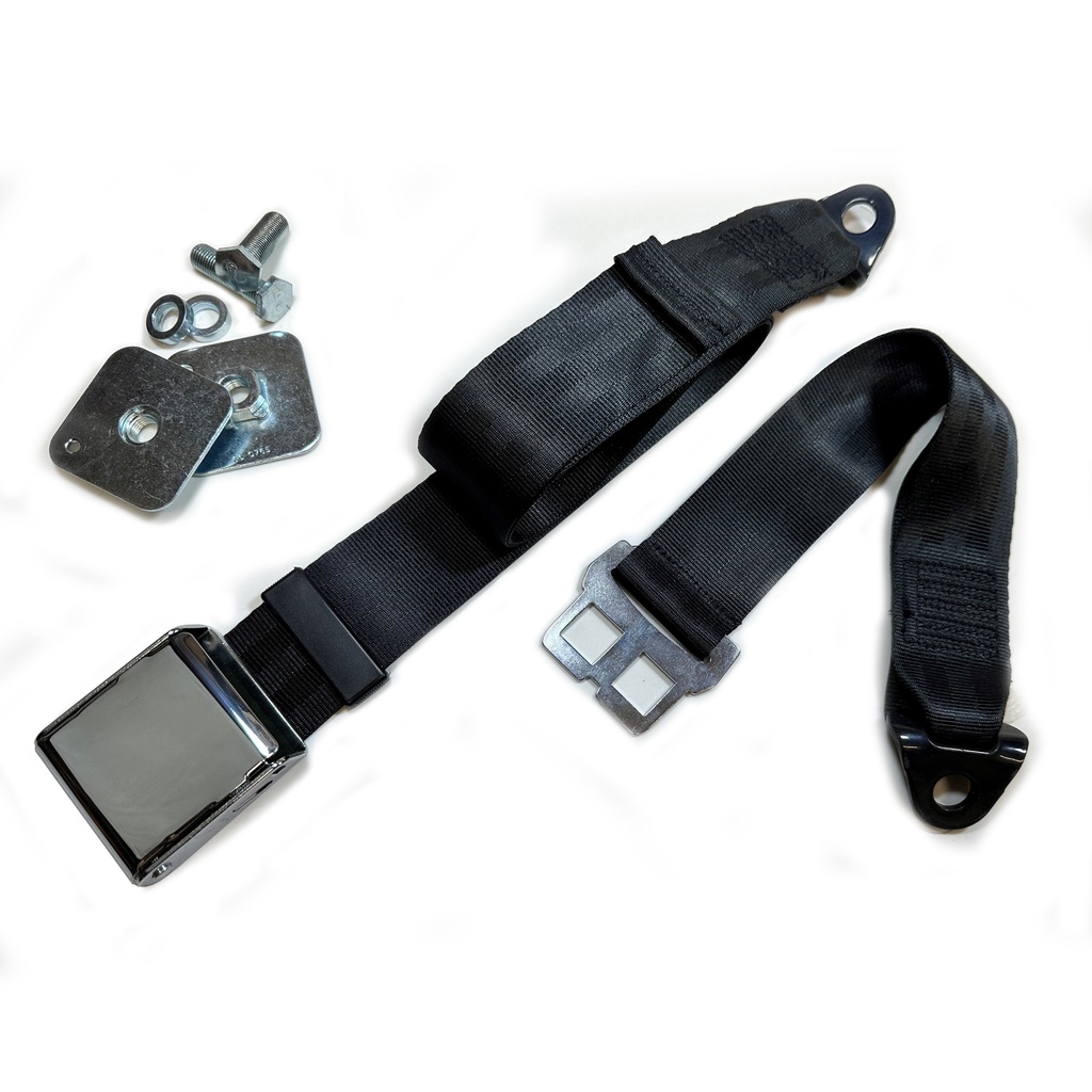 Classic Static Lap Belt with 90° Anchor Plates (BLACK)