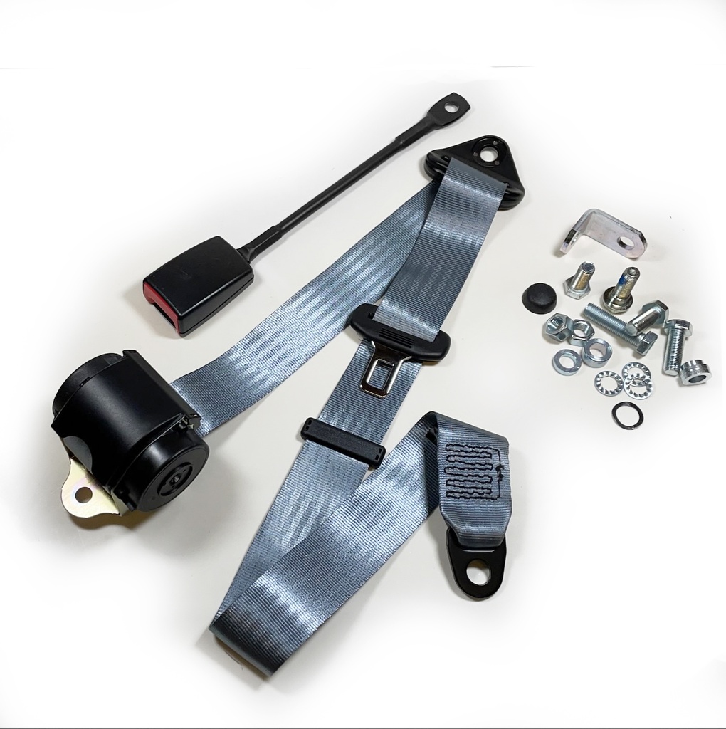 [73e2-267-257] 3pt Front Automatic Seatbelt (250mm Stalk Bkl) GREY