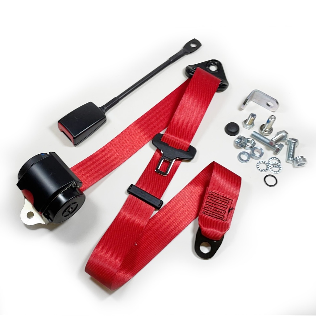 [73e2-267-255] 3pt Front Automatic Seatbelt (250mm Stalk Bkl) RED