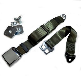Classic Static Lap Belt with 90° Anchor Plates (OLIVE-GREEN)